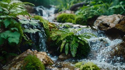 Canvas Print - A spring of crystal clear water flows out