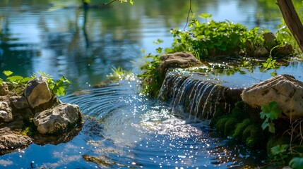 Canvas Print - A spring near the lake a clear stream