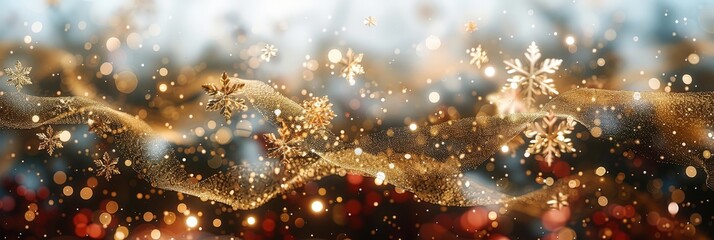 Canvas Print - Delicate snowflakes fall gently amidst glowing lights, creating a magical atmosphere perfect for winter celebrations