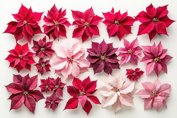 Poster - A stunning display of poinsettia flowers in shades of red, pink, and burgundy creates a festive atmosphere for the holiday season