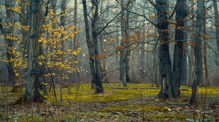 Wall Mural - The forest awakens after winter the trees