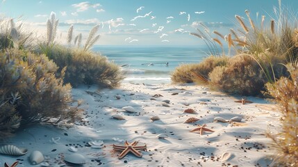 Wall Mural - A path leading along the seashore