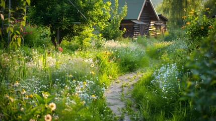 Poster - A path through a wild garden