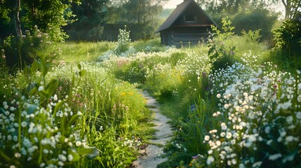 Canvas Print - A path through a wild garden