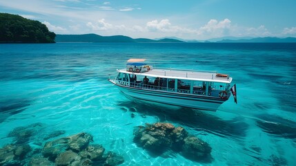 Canvas Print - Boat excursion on the turquoise waters