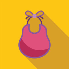 Poster - Simple icon of a pink baby bib with a purple trim, fastened with a bow tie