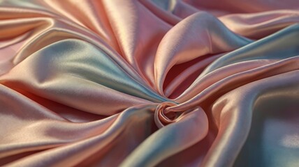 Abstract 3D silk cloth in a pastel sunset with hyper-realistic details