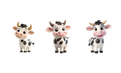 3d cartoon cow character, white background i