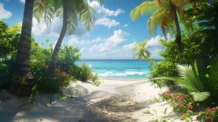 Wall Mural - The beach path leads along the coastline