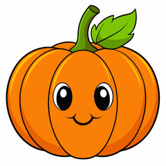 Wall Mural - Isolated cartoon pumpkin with leaves art vector