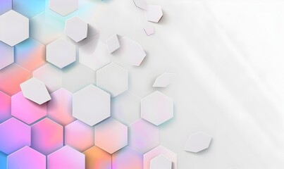 Abstract white background with hexagon shape and gradient color for technology concept vector presentation design template banner, copy space -