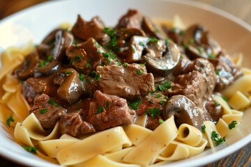 Poster - Beef stroganoff with classic mushrooms