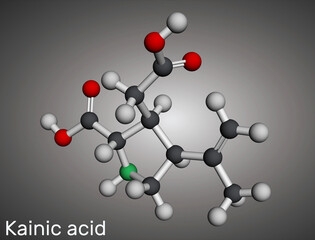 Canvas Print - Kainic acid or kainate molecule. It is neuroexcitatory amino acid. Molecular model. 3D rendering