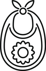 Poster - Baby bib with flower icon, outline style, suitable for baby equipment icon