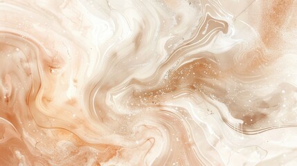 Aufkleber - This image features a close-up of beige and white paint swirling together, creating an abstract, marble-like pattern. The paint is textured and slightly glittery, adding depth and dimension to the swi
