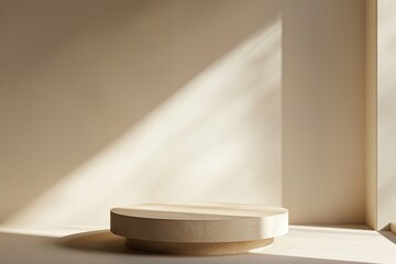 Wall Mural - Minimalist sunlight on wooden platform