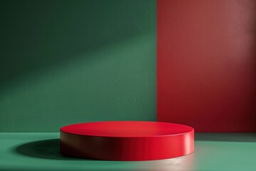 Wall Mural - Minimalist red green display podium