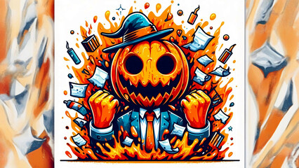 Sticker - Halloween Cartoon. 