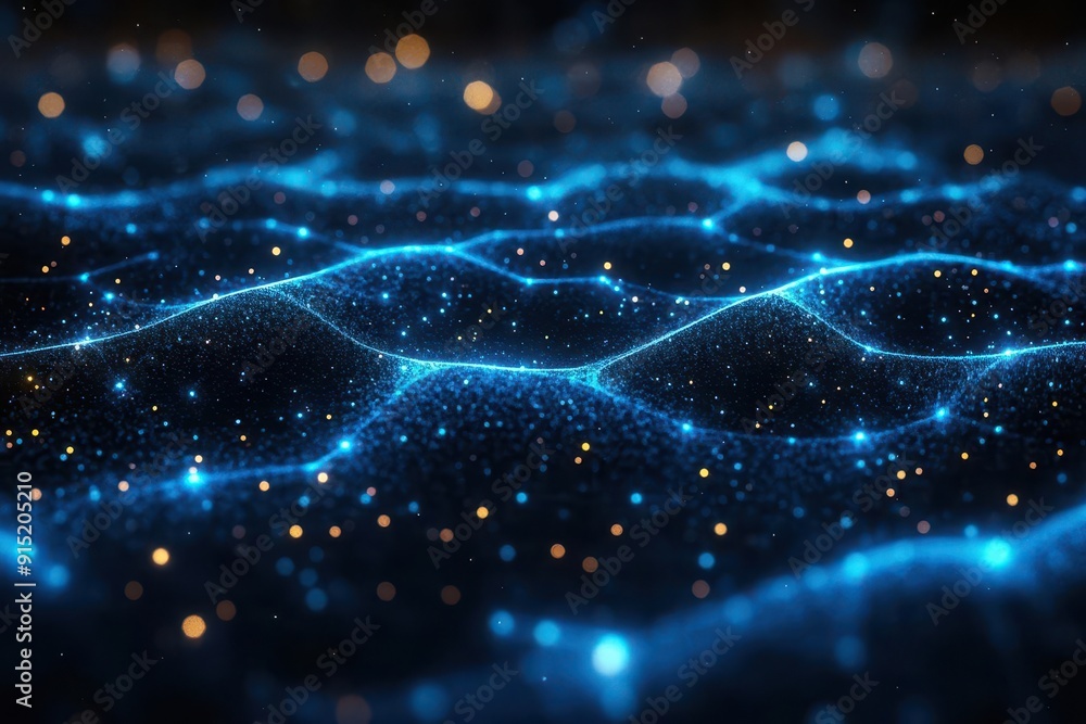 abstract network of glowing blue lines and nodes against dark ...
