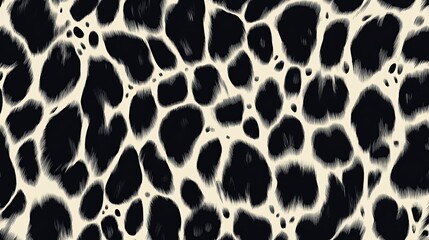 Wall Mural - Abstract black and white animal print pattern with a furry texture.