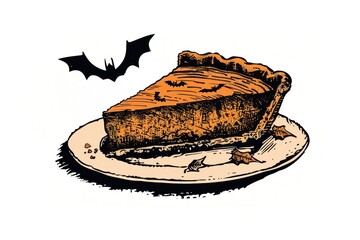 Poster - Halloween pumpkin pie illustration