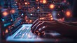 © SprintZz - Hands typing on a laptop with code overlay, representing data science, programming, and machine learning