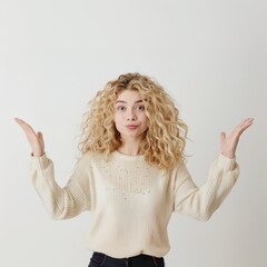 Canvas Print - Confused woman with curly hair