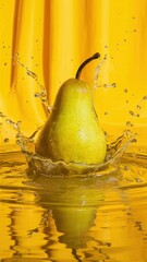 Sticker - A pear is floating in a pool of water