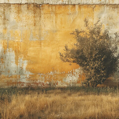 Wall Mural - picturesque golden wall in an old field in the style