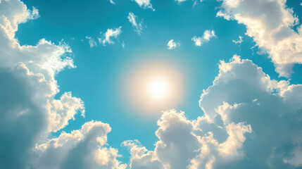Wall Mural - The sky is blue with a few clouds and the sun is shining brightly