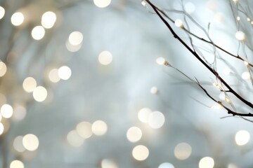 Wall Mural - Blurred white Christmas lights background with festive holiday bokeh 