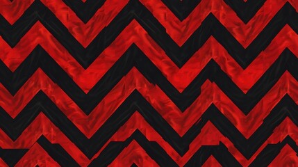 Wall Mural - A repeating pattern of alternating red and black chevron shapes, creating a bold and graphic design. The red chevrons have a subtle marbled texture, adding depth and interest to the pattern.