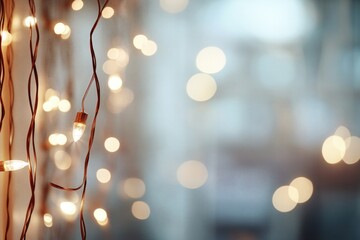 Wall Mural - Blurred white Christmas lights background with festive holiday bokeh 