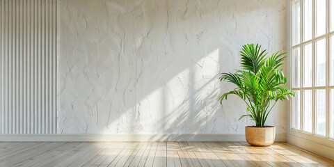 Aufkleber - Sunlight shining on empty room with potted plant