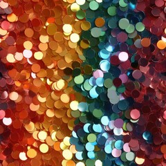 Wall Mural - Vibrant colorful metallic sequins close up. Shiny reflective abstract background for festive celebrations and parties