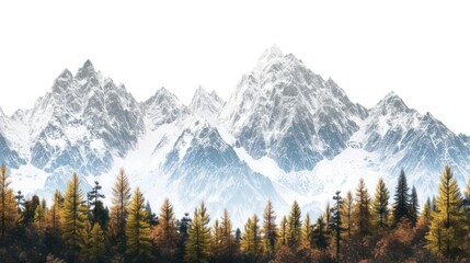 Canvas Print - Snowy mountains autumn forest wallpaper