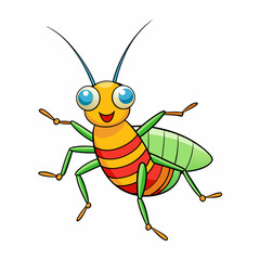 Wall Mural - Cute color cricket insect  art vector