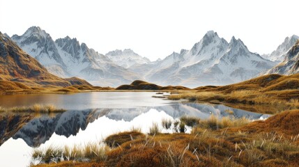 Wall Mural - Serene mountain lake reflection