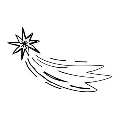 Wall Mural - black shooting stars hand drawn illustration, vector doodle sketch falling stars icon.