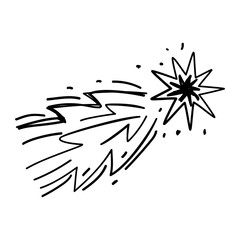 Wall Mural - black shooting stars hand drawn illustration, vector doodle sketch falling stars icon.