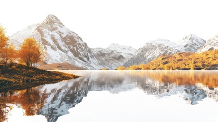 Wall Mural - Serene autumn mountain lake reflection