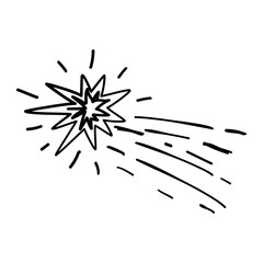 Wall Mural - black shooting stars hand drawn illustration, vector doodle sketch falling stars icon.