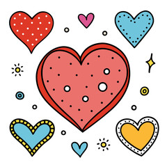 Wall Mural - graphics of several colorful hearts