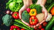 © Piya W. - Hands holding a balanced portion of colorful vegetables and grains, symbolizing harmony in diet