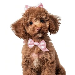 Canvas Print - Adorable poodle puppy with bows