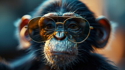 Funny animals wearing colorful glasses.