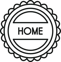 Poster - Simple line art badge featuring the word home conveying feelings of warmth and belonging