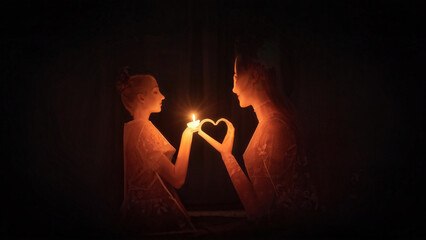 Couple Showing Romantic Gesture with Fingers