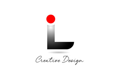 Poster - L letter alphabet logo icon design in black color with red dot circle for company and business