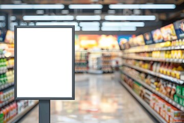 Wall Mural - Mockup advertising board in front of supermarket Blank price list board Mock up billboard for your text messege or mock up supermarket